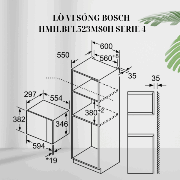 Kích thước lò vi sóng Bosch HMH.BFL523MS0H Serie 4