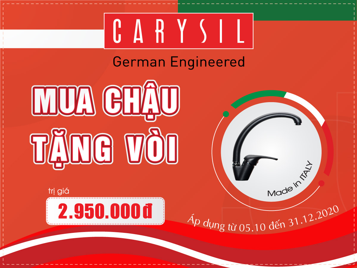 Khuyến Mãi Mua Chậu Tặng Vòi  Carysil Tháng 10 Năm 2020