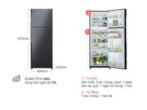 Tủ lạnh Hitachi H350PGV7(BBK) – 290L Inverter