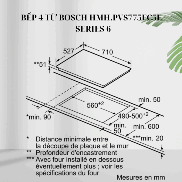 Kích thước bếp 4 từ Bosch HMH.PVS775FC5E - Series 6 giá rẻ tại Tân Bình