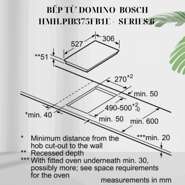 Kích thước bếp từ Domino HMH.PIB375FB1E - Bosch Series 6 giá rẻ tại HCM