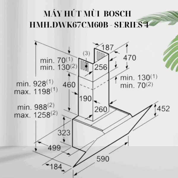 Kích thước máy Hút mùi Bosch HMH.DWK67CM60B - Series 4 giá rẻ