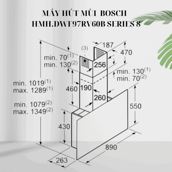 Kích thước máy Hút mùi Bosch HMH.DWF97RV60B - Series 8 giá rẻ