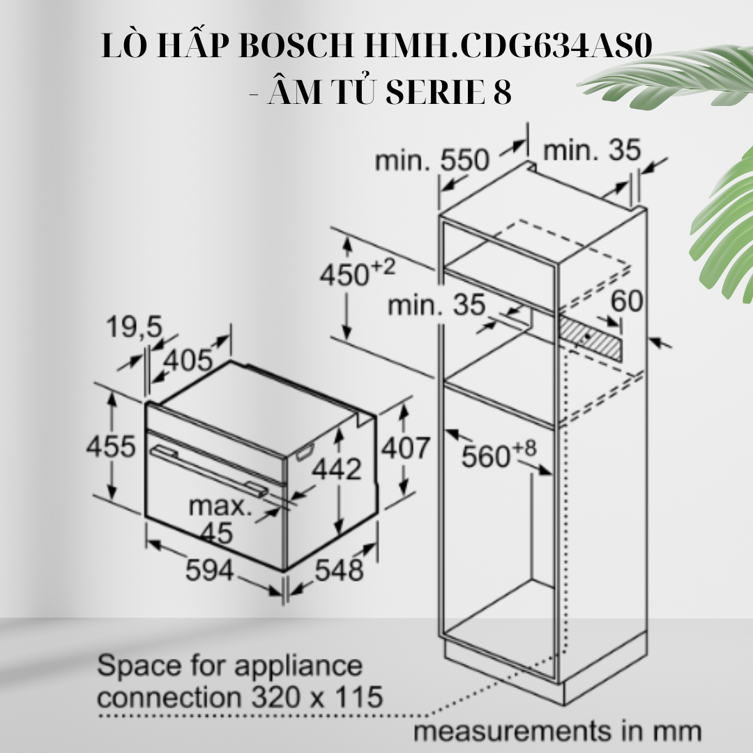 Kích thước lò hấp Bosch HMH.CDG634AS0 - Âm tủ Series 8 giá rẻ