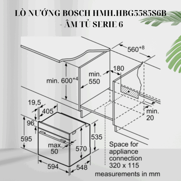 Kích thước lò nướng Bosch HMH.HBG5585S6B - Âm tủ Series 6 giá rẻ