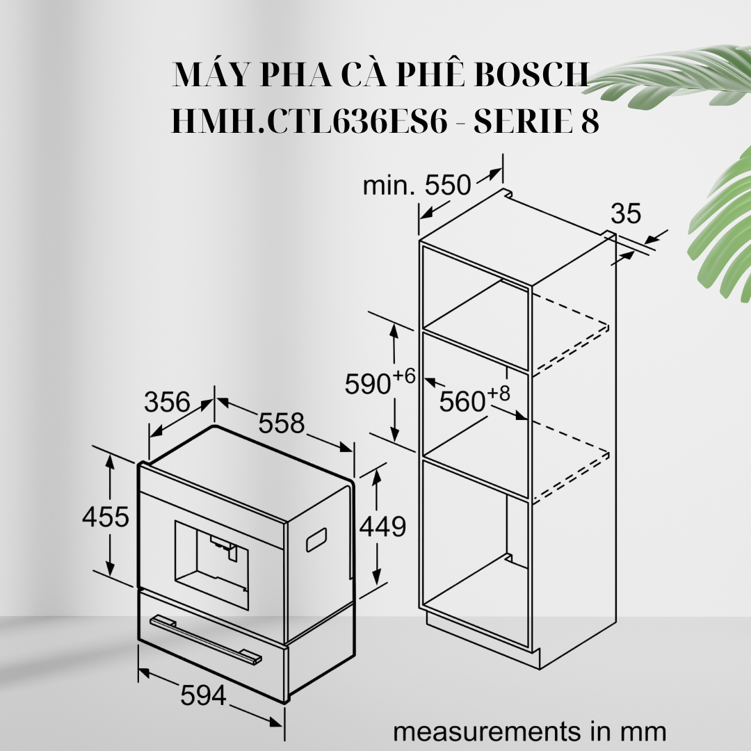 Kích thước máy pha cà phê Bosch HMH.CTL636ES6 - Series 8 giá rẻ