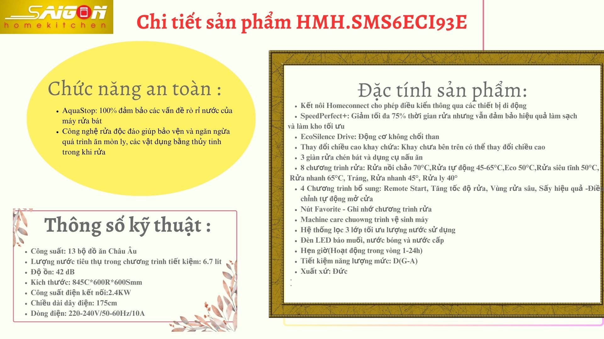 Thông tin chi tiết sản phẩm máy rửa chén Serie 6