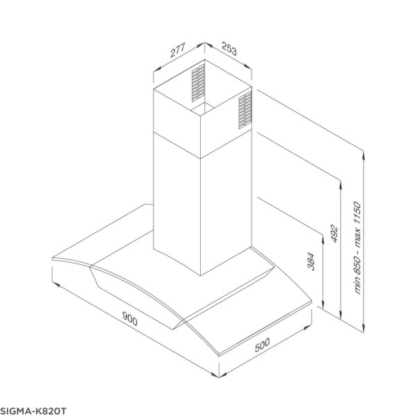 Kích thước máy hút mùi Malloca SIGMA-K820T