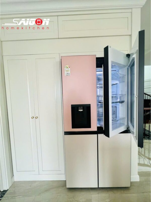 Tủ lạnh LG DOIS 820L thiết kế với tone màu Hồng - Be