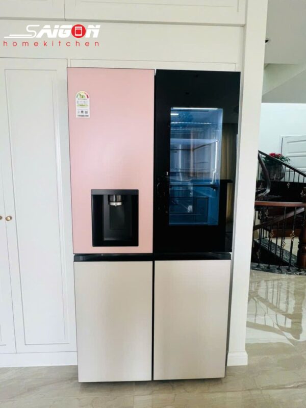 Tủ lạnh LG DOIS 820L thiết kế với tone màu Hồng - Be