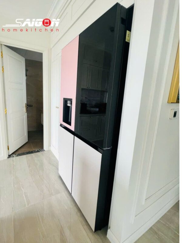 Tủ lạnh LG DOIS 820L thiết kế với tone màu Hồng - Be