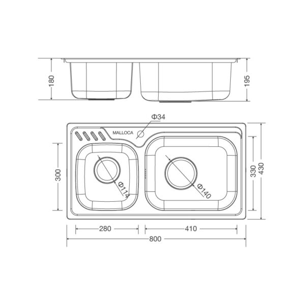 Kích thước Chậu rửa chén MS 1003 NEW - Malloca giá rẻ tại Tân Bình