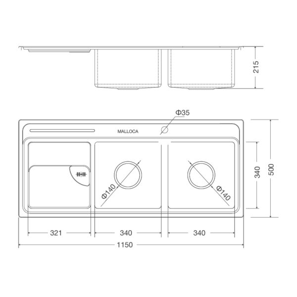 Kích thước Chậu rửa chén MS 8816 N - Malloca giá rẻ tại Tân Bình