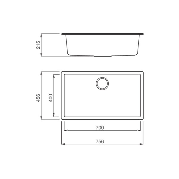 Kích thước Chậu đá ZEN K-13040 - Malloca giá rẻ tại Tân Bình