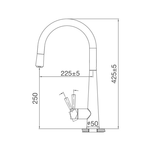 Kích thước Vòi rửa chén K095-SS - Malloca giá rẻ tại Tân Bình