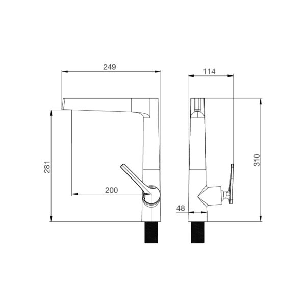 Kích thước Vòi rửa chén K295BS – Malloca giá rẻ tại Tân Bình