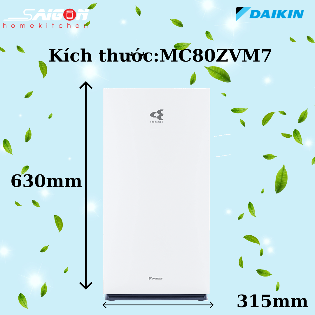 Kích thước máy lọc không khí MC80ZVM7 - Daikin giá rẻ tại Tân Bình