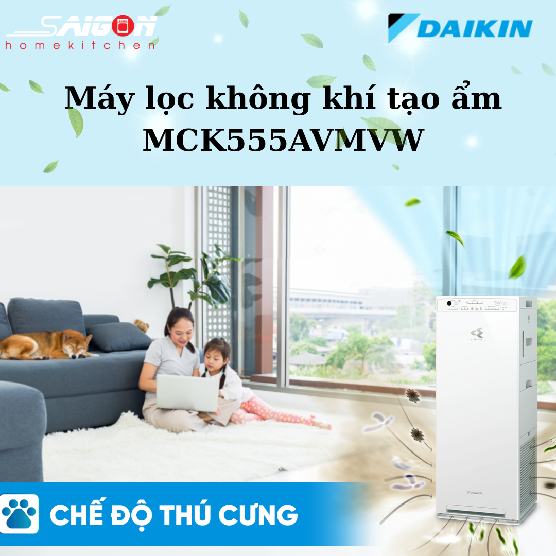 Máy lọc không khí Daikin MCK555AVMVW trang bị chế độ thú cưng 