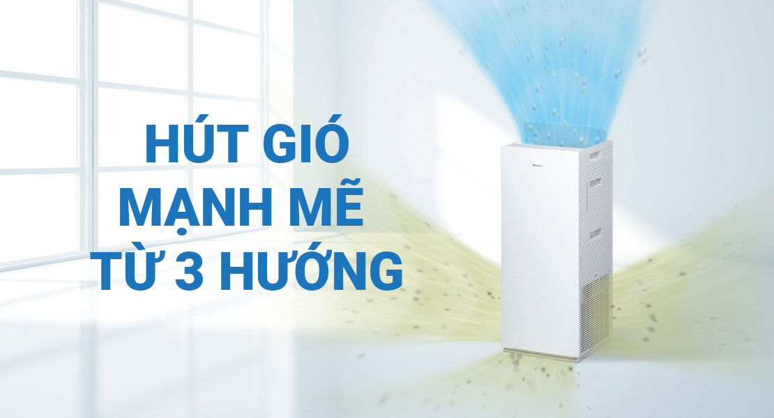 Hút gió 3 hướng mạnh mẽ giúp hiệu quả lọc nhanh hơn