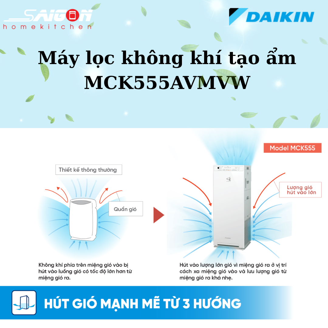 Hút gió mạnh mẽ từ 3 hướng