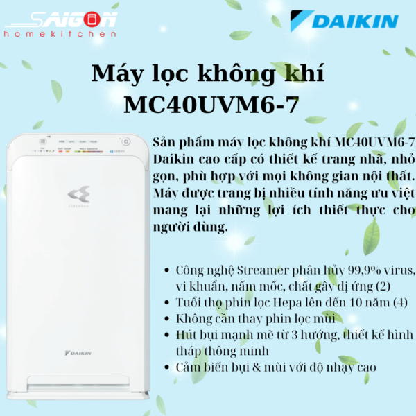 Máy lọc không khí MC40UVM6-7 - Daikin giá rẻ tại Tân Bình