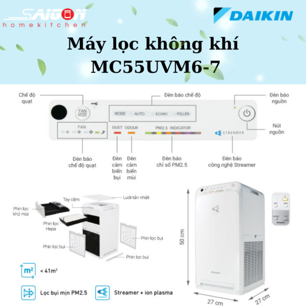 Máy lọc không khí MC55UVM6-7 - Daikin giá rẻ tại Tân Bình
