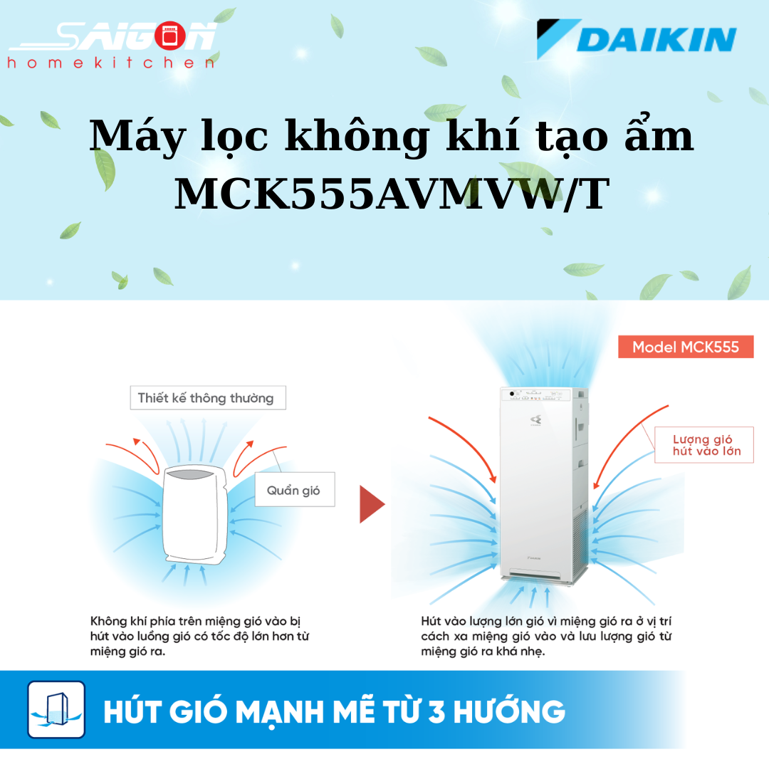 Hút gió mạnh mẽ từ 3 hướng 