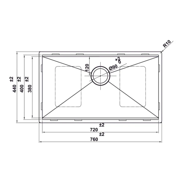 kích thước chậu inox Hafele 567.24.467