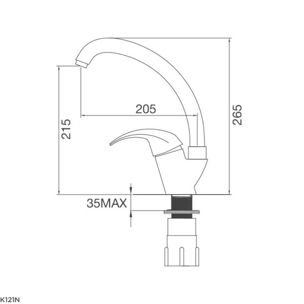 Kích thước vòi rửa chén K121N - Malloca giá rẻ tại Tân Bình