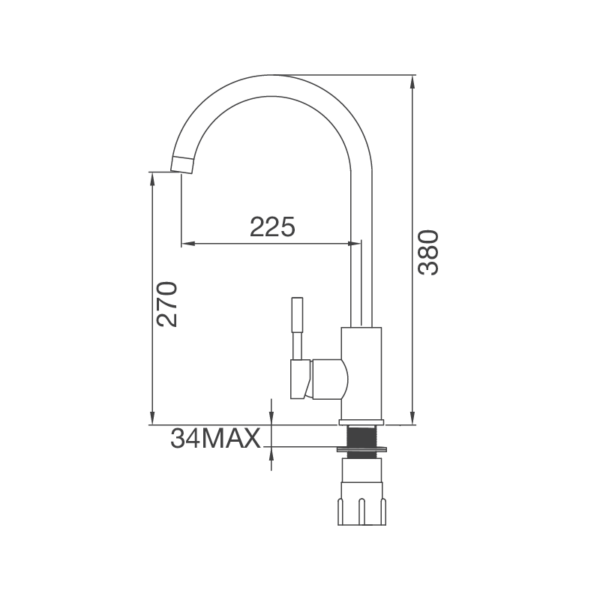 Kích thước vòi rửa chén Malloca K569-SN