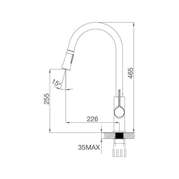 Kích thước vòi rửa chén K012C - Malloca giá rẻ tại Tân Bình