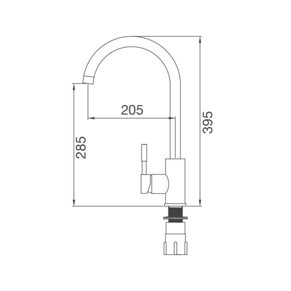 Kích thước vòi rửa chén Malloca K569-C