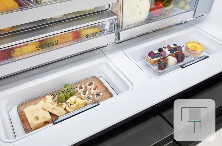 Góc lưu trữ đa năng của tủ lạnh W825GCB482S