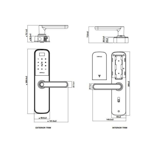 Kích thước Khóa điện tử Hafele DL6100 - 912.20.582 giá rẻ tại HCM