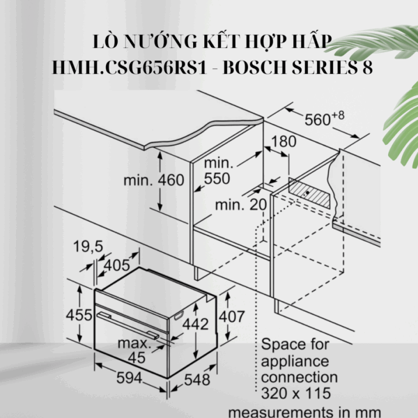 Kích thước lò nướng kết hợp hấp HMH.CSG656RS1 - Bosch Series 8 giá rẻ