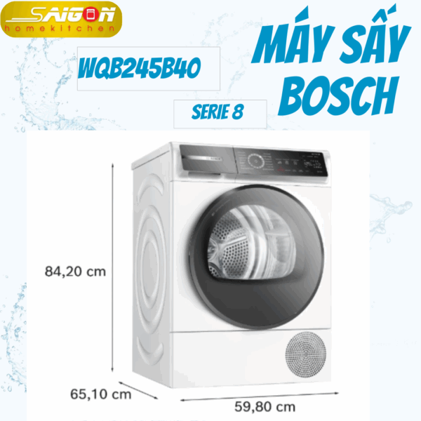 Kích thước máy sấy Bosch WQB245B40 - 9Kg Serie 8 giá rẻ
