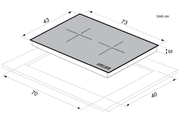 Kích thước BẾP TỪ ĐÔI SPM 728I Plus