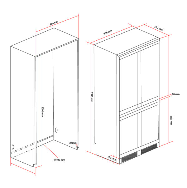 Kích thước KAFF KF-BI540W LUXURY